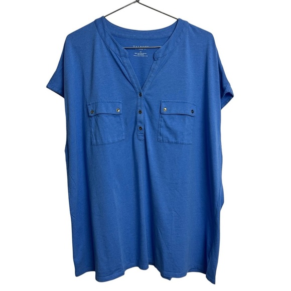 TALBOTS Women’s Pullover V-Neck Top Sz 3X Color Blue Sleeveless Stretch - Picture 1 of 6